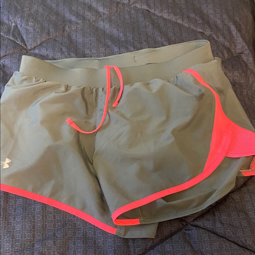 Under Armour Women’s Gray Shorts with Bright Coral Trim
